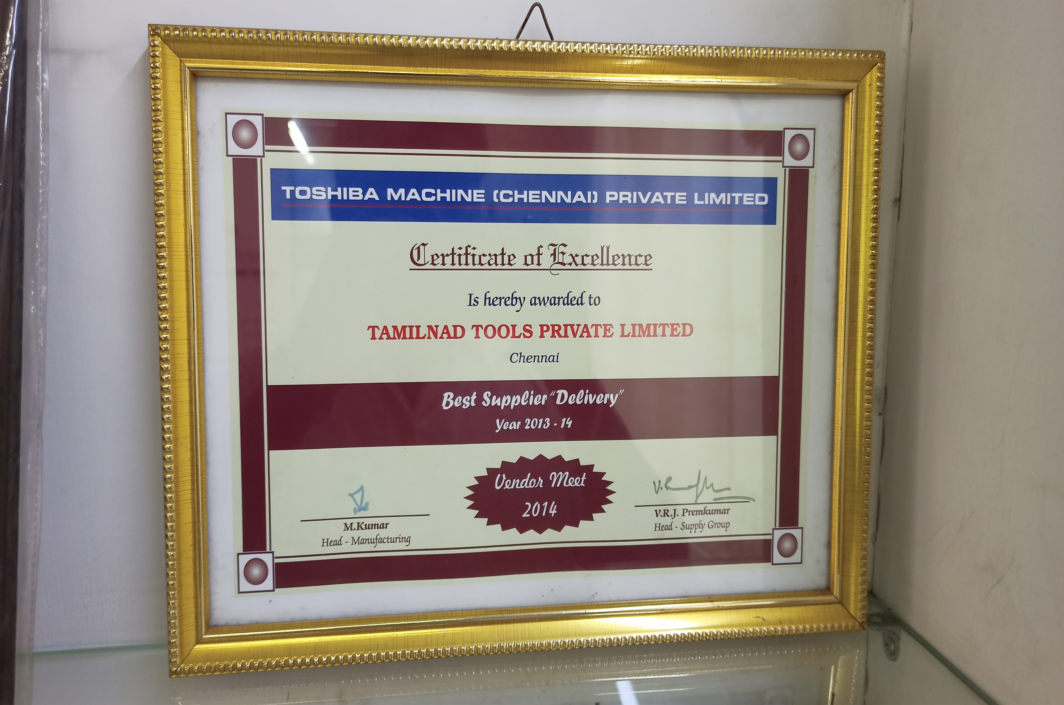 Best Supplier Delivery 2013 - 14